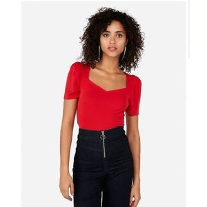 Express Sweetheart Neck Puff Shoulder Tee